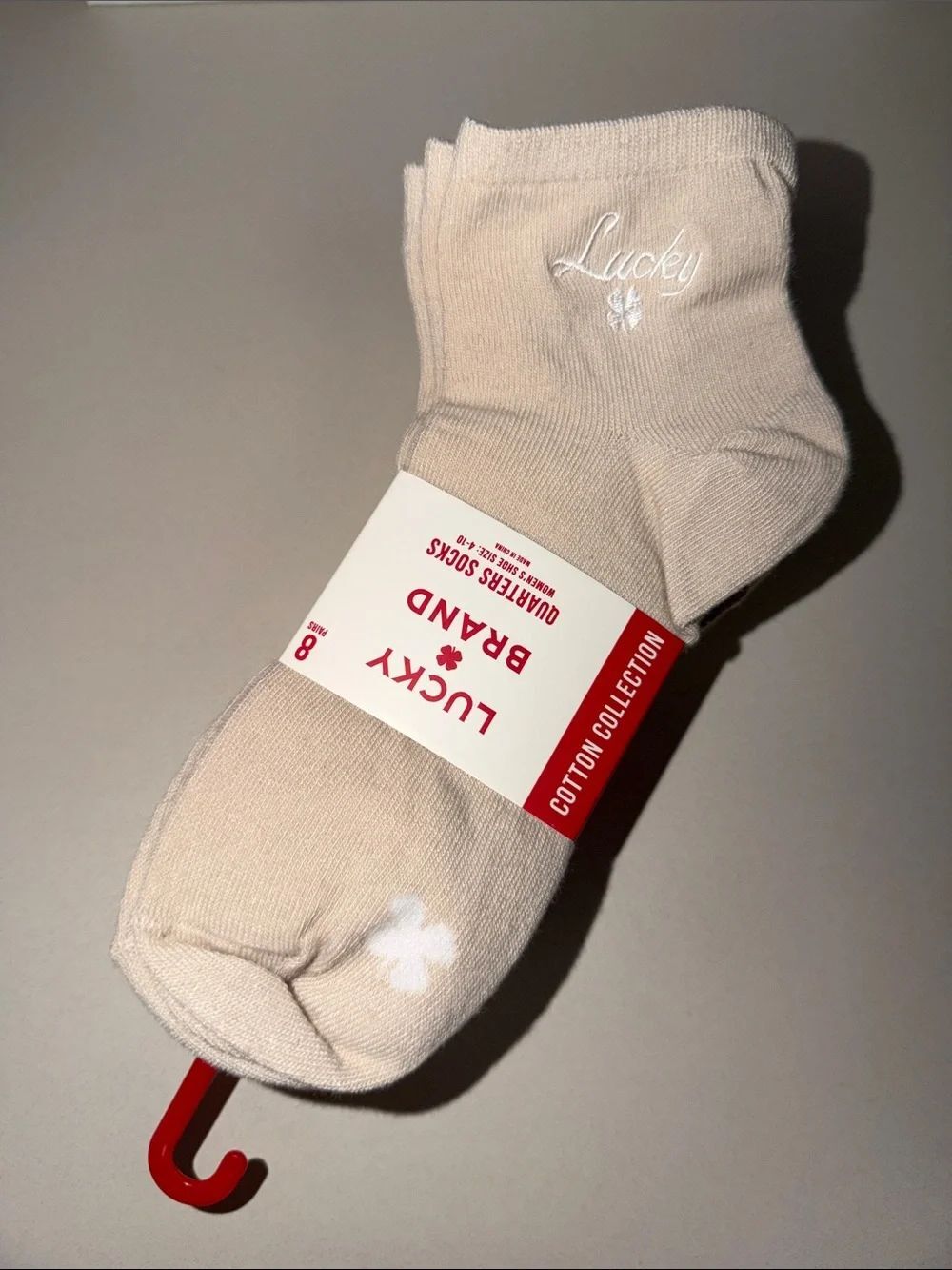 Lucky Brand Ladies 8 pk Cream Tan Heather Oatmeal Quarter Cotton Blend Socks